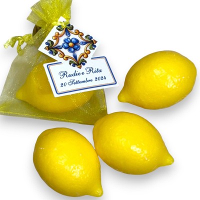 Platshållare, organzapåse med siciliansk citrondoftande vegetabilisk tvål (1 st) 25 gr - 