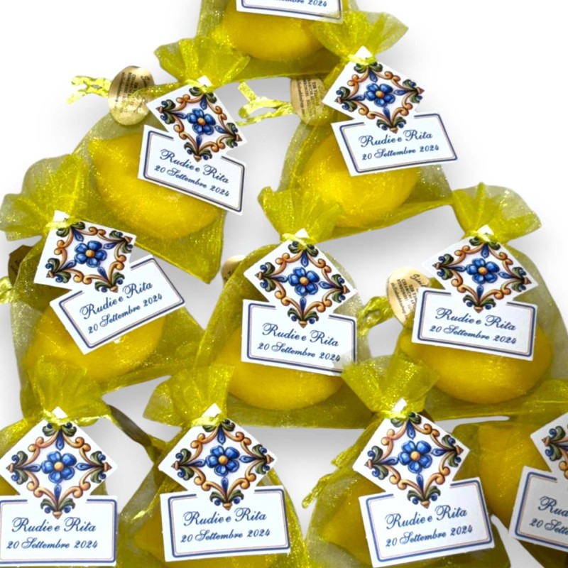 Woreczek z organzy z mydłem roślinnym o zapachu sycylijskiej cytryny (1 sztuka) 25 gr - 