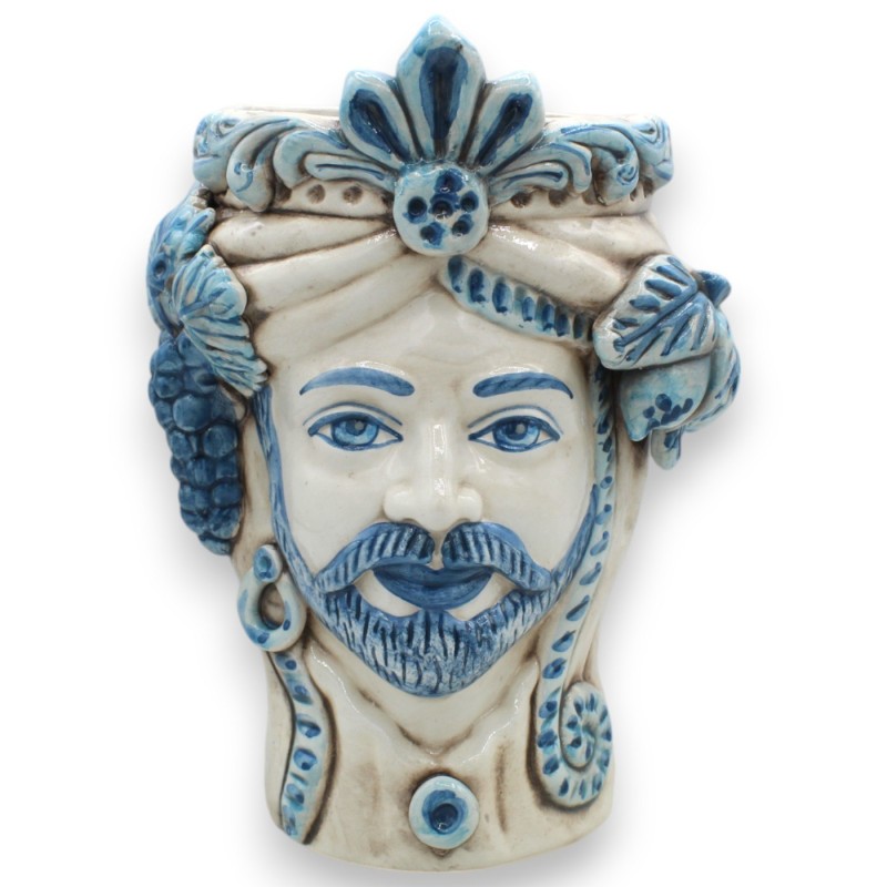 Cabeças de Mouros Sicilianos (1 unidade) com aproximadamente 27 cm de altura. Lã Azul Antiga Caltagirone. Modelo clássic