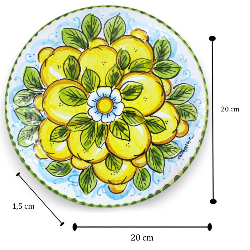 Ronde potsteun, in Caltagirone keramiek, Ø ca. 20 cm. (1 st) Twee decoropties - 