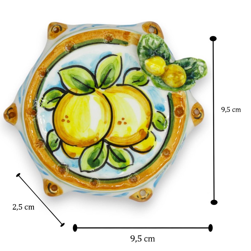 Tamburin aus Caltagirone-Keramik – ca. Ø 10 cm. (1 Stück) zufällige Dekoration mit Sizilien-Thema - 