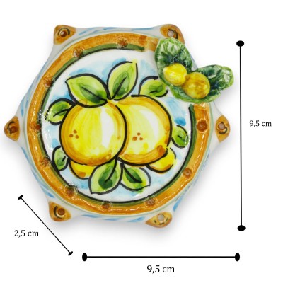 Tamburin aus Caltagirone-Keramik – ca. Ø 10 cm. (1 Stück) zufällige Dekoration mit Sizilien-Thema - 