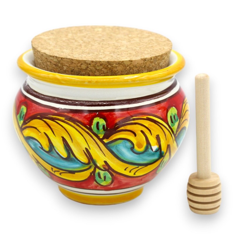 Vase en céramique Caltagirone Ø env. (1pc) au miel bio (100g), petit sachet de 5 dragées - 