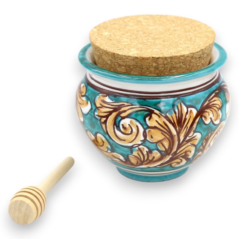 Vase en céramique Caltagirone Ø env. (1pc) au miel bio (100g), petit sachet de 5 dragées - 