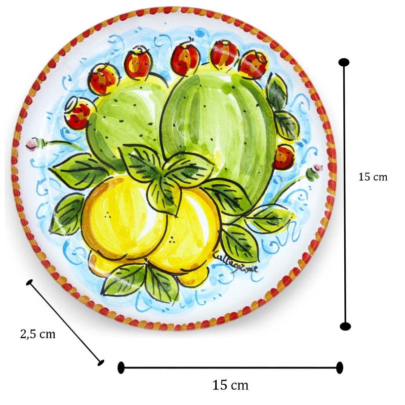 Dekorativ tallrik i Caltagirone-keramik, Ø 15 cm ca. (1 st) diverse dekorationer - 