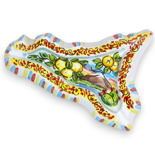 Sicilië asbak, Caltagirone keramiek - L 20 x 13 cm ca. (1st) diverse decoratiemogelijkheden -  2