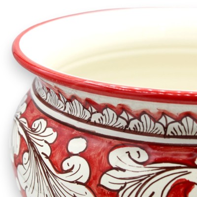Ceramiczna doniczka Cachepot Caltagirone, barokowa dekoracja na czerwonym tle, różne opcje wielkości (1 szt.) - 