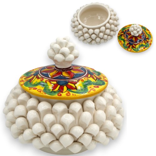 Pote para biscoitos ou porta-joias em formato de pinha siciliana, cerâmica Caltagirone, Ø 18 cm aprox. (1 unidade) Diversas deco