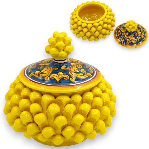 Pote para biscoitos ou porta-joias de pinha siciliana, cerâmica Caltagirone Ø aprox. (1pc) Várias Decorações MD2 -  2