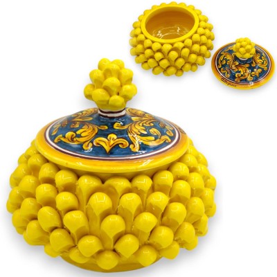 Tarro para galletas o joyero con piñas de pino siciliano, cerámica de Caltagirone Ø aprox. (1ud) Varias decoraciones MD2