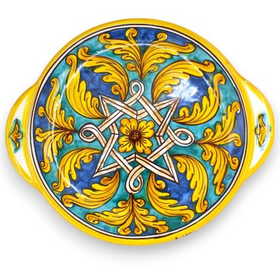 Koffieservies voor 6 personen in keramiek Caltagirone, ca. L 30 x h 12 cm. barokke en geometrische decoratie - 