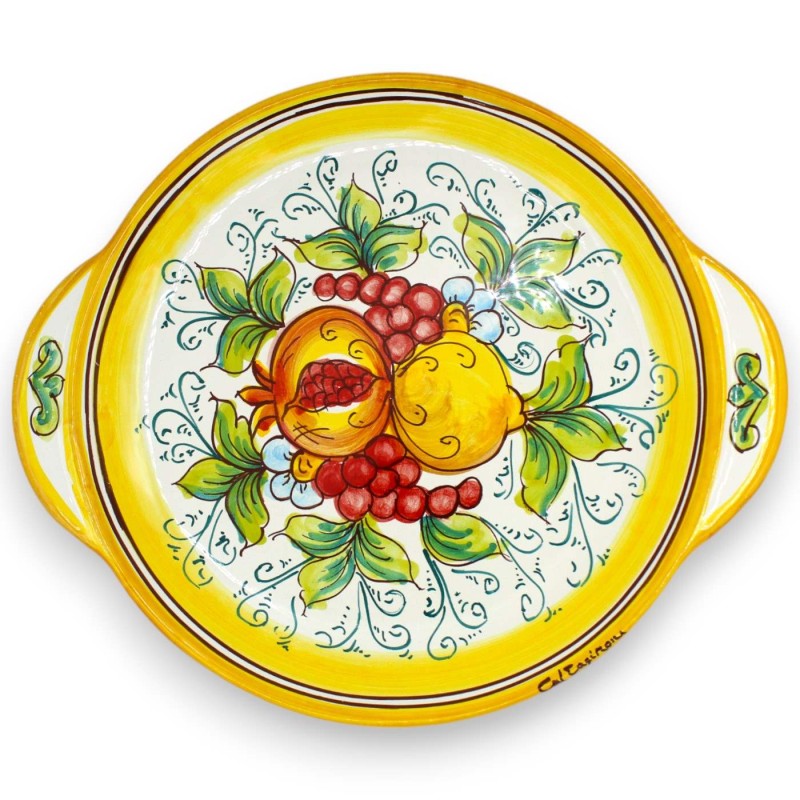 Kaffeeservice für 6 Personen aus Caltagirone-Keramik, L 30 x H 12 cm ca. Gemischte Fruchtdekoration - 