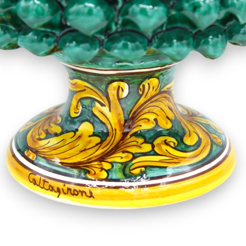 Caltagirone Half Pigna Vase, Verderame - 4 opciones de tamaño (1pc) tallo con decoración barroca clásica - 