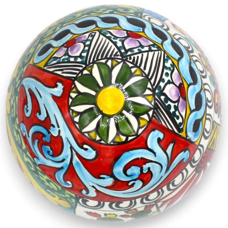 Caltagirone keramiskt ägg h 25 och Ø 18 cm, Modern och flerfärgad dekoration - 
