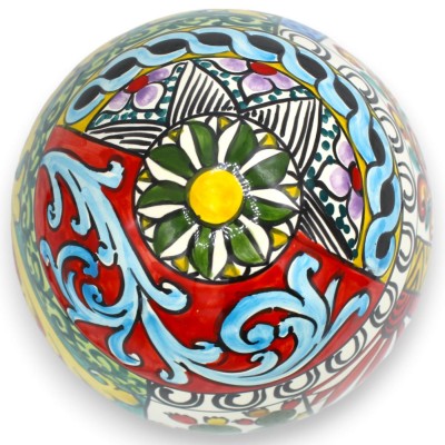 Caltagirone keramiskt ägg h 25 och Ø 18 cm, Modern och flerfärgad dekoration - 