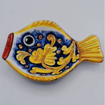 Bandeja de pescado plana para servir (1 pieza) aprox. en cerámica siciliana, decoración aleatoria - 