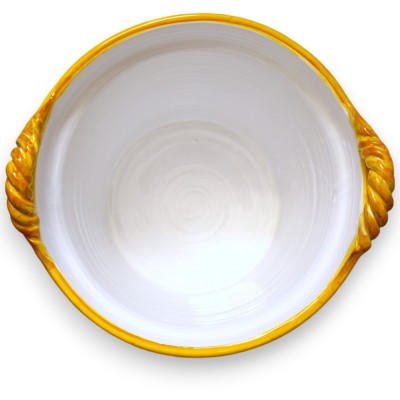 Jarrón Cesta con asas Corda, de fina cerámica siciliana, h 35 y Ø 38 cm aprox. decoración de limón y tuna - 