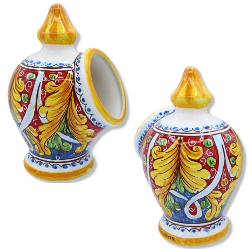 Tipica saliera Siciliana in pregiata Ceramica h 25 cm ca. (1Unità) con Vari decori -  2