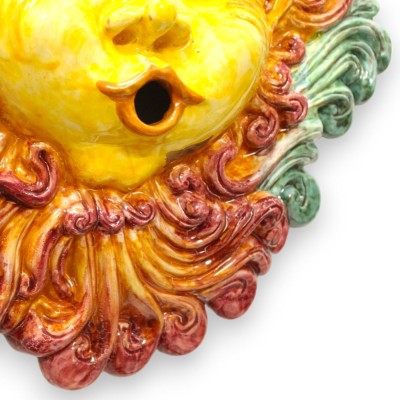Volto di Eolo, Pannello da parete in ceramica Caltagirone, h 50 x l 48 cm ca. - 