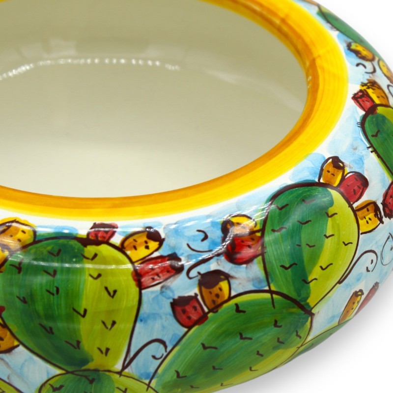 Ceramiczny słoik na ciasteczka Caltagirone, dekoracja w kolorze jasnej opuncji - Ø 23 i wys. ok. 15 cm. - 