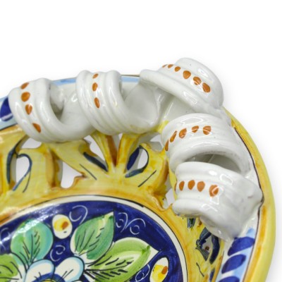 Traforato-Mittelstück, Torchon-Griffe, Caltagirone-Keramik, 2 Größen (1 Stück), Zitronen- und Blumendekoration - 