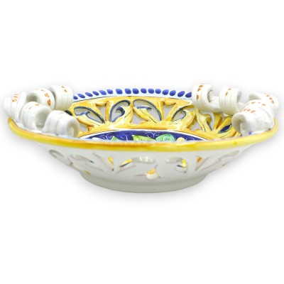 Traforato-Mittelstück, Torchon-Griffe, Caltagirone-Keramik, 2 Größen (1 Stück), Zitronen- und Blumendekoration - 