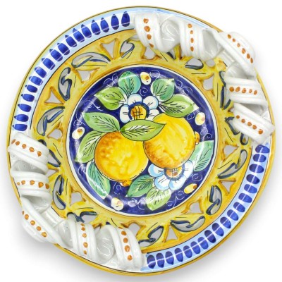 Ozdoba Traforato, uchwyty Torchon, ceramika Caltagirone, 2 rozmiary (1 szt.) Dekoracja cytrynami i kwiatami - 