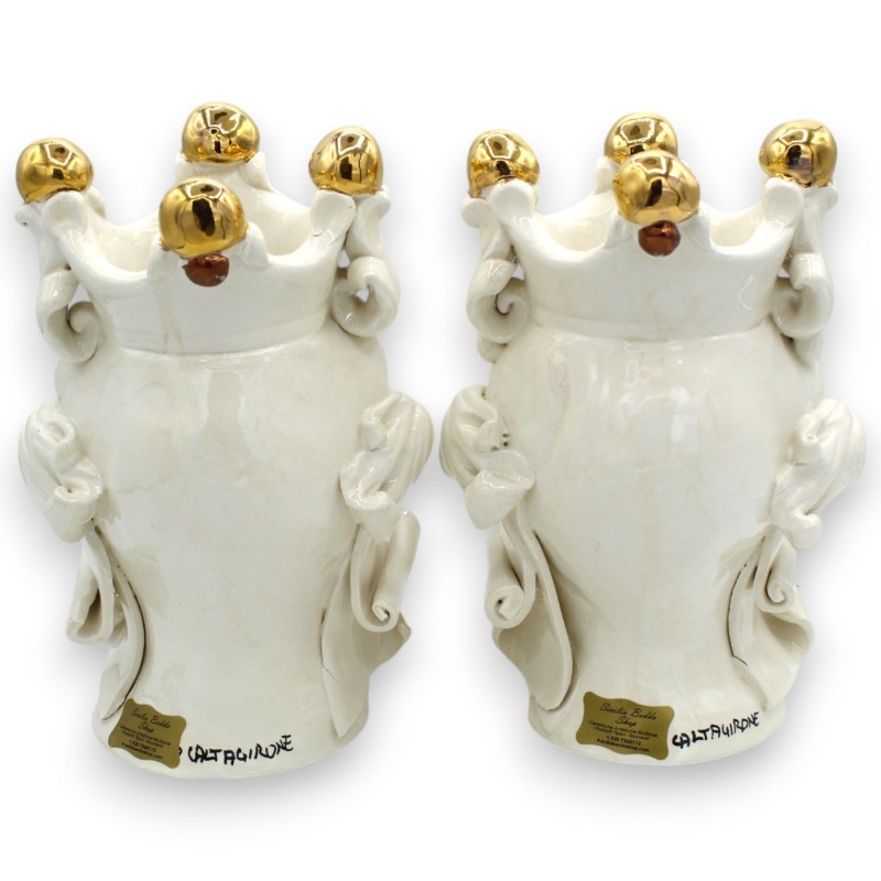 Moorhuvuden Sicilianska Paladins (par) h ca 20 cm Caltagirone, rent guld och kopparapplikationer - 
