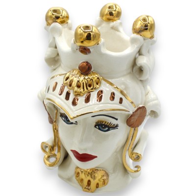 Moorhuvuden Sicilianska Paladins (par) h ca 20 cm Caltagirone, rent guld och kopparapplikationer - 