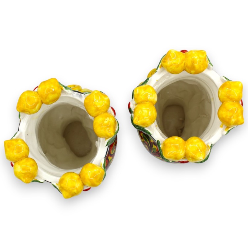Sicilianska hedhuvuden (par) h ca 23 cm Caltagirone, Multi-dekoration och Crown Citroner - 
