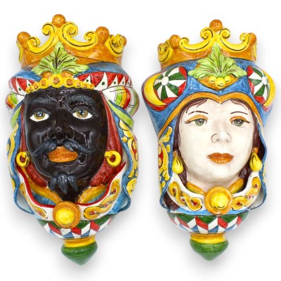 Väggmålning Moors Heads (att hänga) Caltagirone keramik, h ca 33 cm. Krona och MD1 vagn dekoration - 