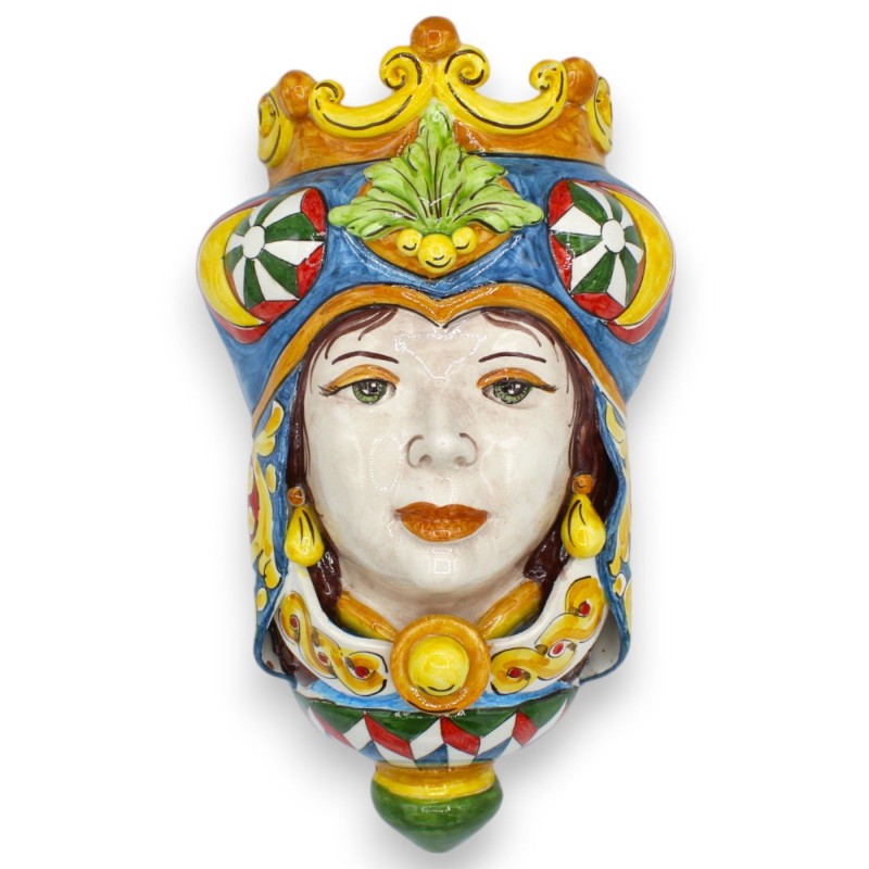 Mural Głowy Maura (do zawieszenia) Ceramika Caltagirone, wys. ok. 33 cm. Ozdoba z koroną i wózkiem MD1 - 