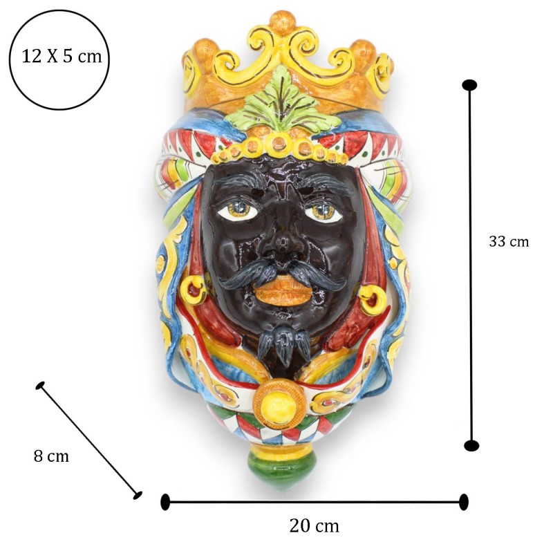 Wandgemälde „Mohrenköpfe“ (zum Aufhängen) aus Caltagirone-Keramik, H ca. 33 cm. Krone und MD1-Wagendekoration - 