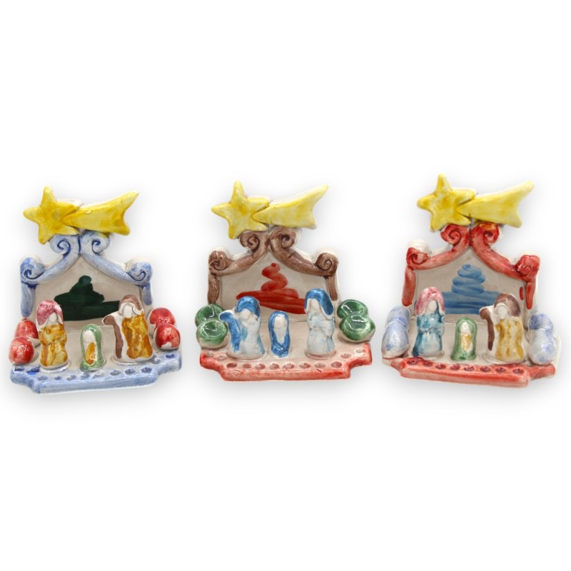 Presepe Stilizzato, in ceramica Caltagirone, 4 opzioni modello (1pz) colore casuale