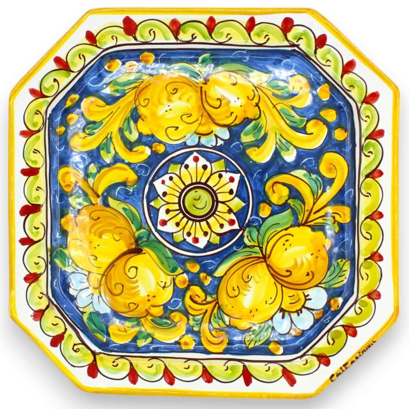 Assiette octogonale en céramique Caltagirone, avec différentes options de décoration - h 27 x 27 cm environ. (1 pièce) M
