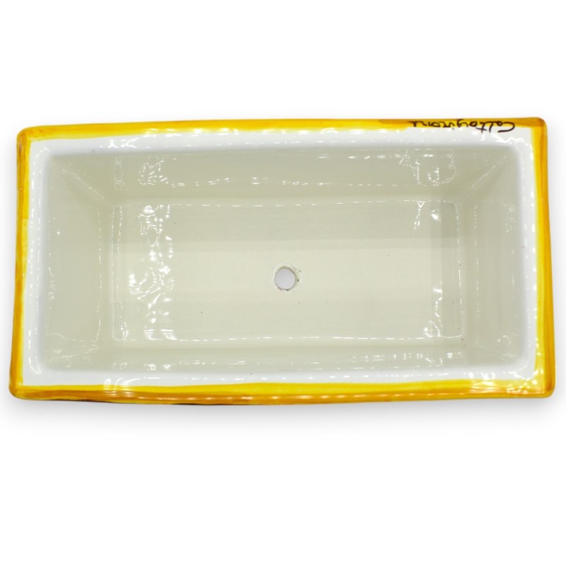 Jarrón rectangular en cerámica de Caltagirone, 5 opciones de tamaño (1 ud.), decoración barroca clásica y palmeta - 