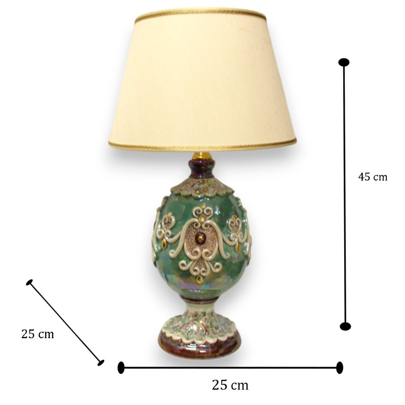 Trio de luminaires de style Fabergè Egg, en céramique de Caltagirone, avec émail en or pur 24 carats et nacre - 