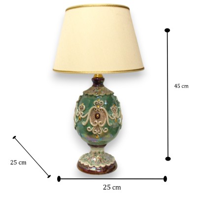 Leuchtentrio im Fabergè-Ei-Stil, Caltagirone-Keramik, mit 24-Karat-Emaille aus reinem Gold und Perlmutt - 
