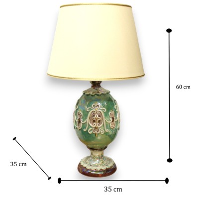Trío de luces estilo Huevo de Fabergè, cerámica de Caltagirone, con esmalte de oro puro de 24k y nácar - 