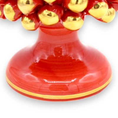Pomme de pin sicilienne Caltagirone, émail rouge et or pur 24 carats, en différentes tailles (1pc) - 