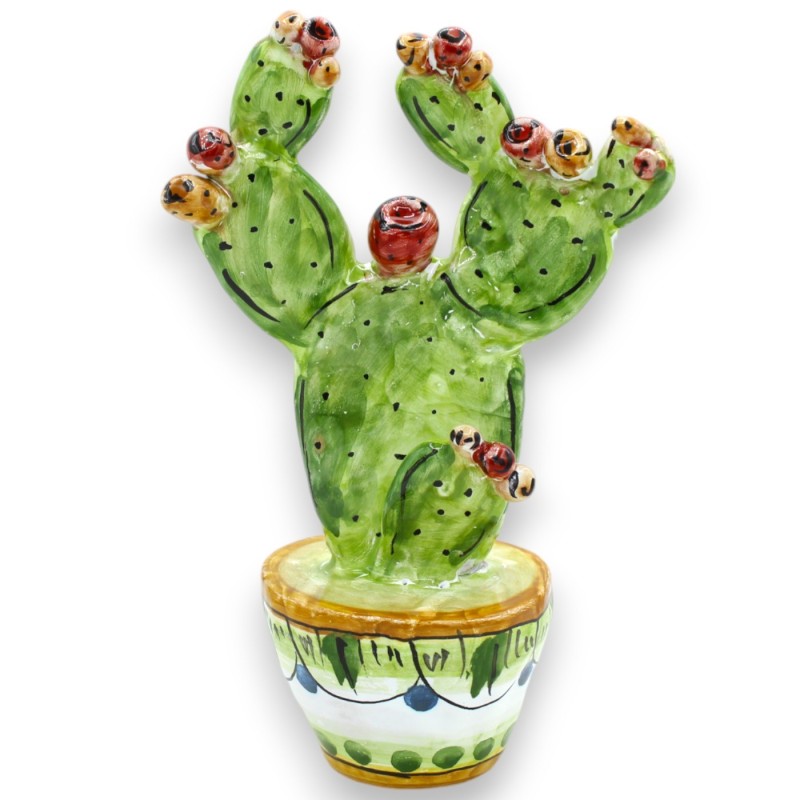 Vaso com figo da Índia, cerâmica Caltagirone, h 20 x Ø 8 cm aprox. MD2 - 