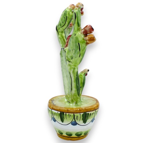 Vaso com figo da Índia, cerâmica Caltagirone, h 20 x Ø 8 cm aprox. MD2 -  2