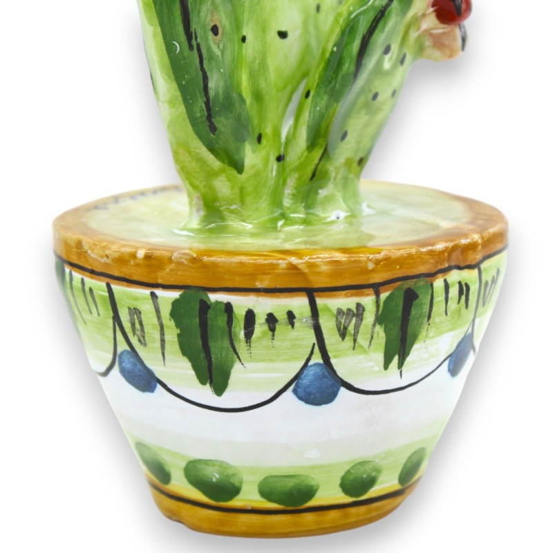 Vas med prickly pear planta, Caltagirone keramik, h 20 x Ø 8 cm ca. MD2 - 