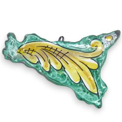 Sicilia da appendere in ceramica Caltagirone, L 16 x 12 cm ca. (1Unità) Vari Decori - 
