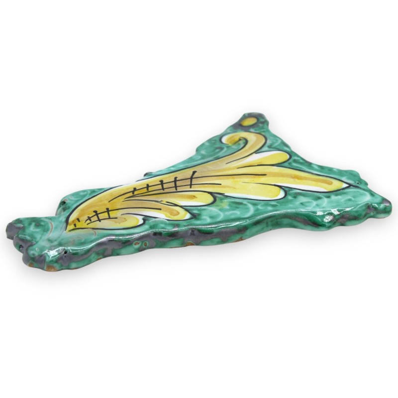Sicilia da appendere in ceramica Caltagirone, L 16 x 12 cm ca. (1Unità) Vari Decori - 