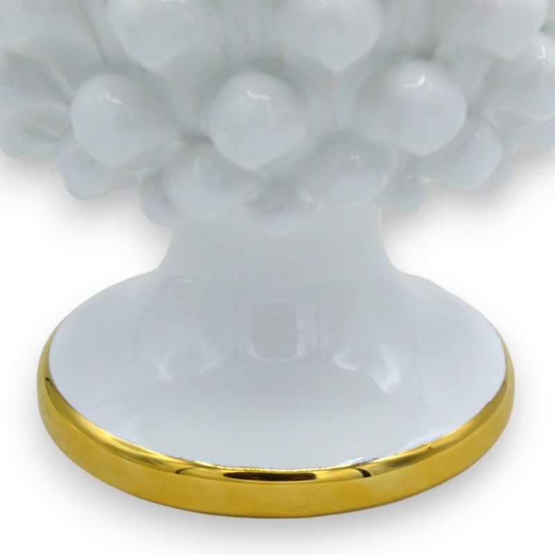 Caltagirone Half Pine Cone Vase, White with 4 size options (1pc) stem edge 24k Gold Enamel - 