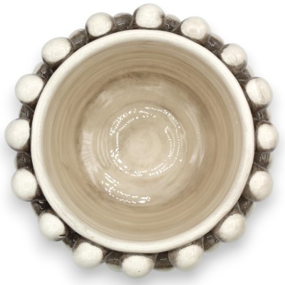 Vaso Mezza Pigna Caltagirone, Bianco Antico con 4 opzioni misura (1pz) gambo bordo Smalto Platino - 