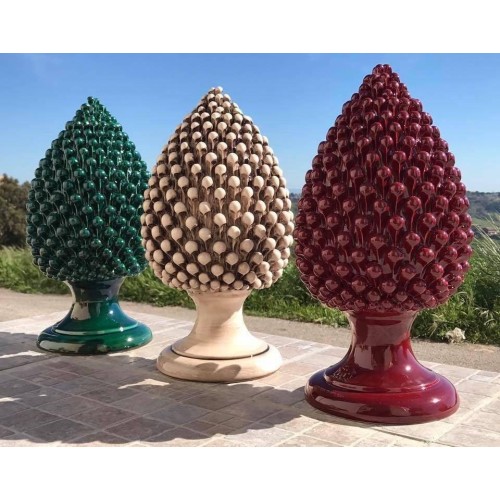 Szyszka sycylijska ceramiczna sosna Caltagirone Jednokolorowa (od wys. 35 do 50 cm) - różne opcje kolorystyczne - 