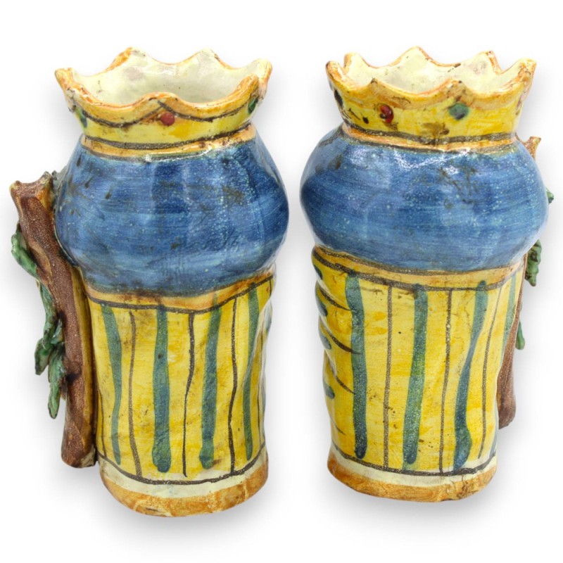Sizilianische Moorköpfe (Paar) H ca. 18 cm Krone, blauer Turban und Zitronenapplikation - 
