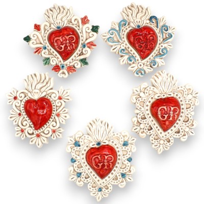 Sagrado Coração, Ex Voto, Cerâmica Caltagirone, h 16 x 14 cm aprox. (1 unidade) Modelos variados - 